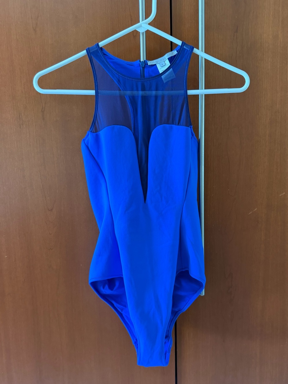 Stella McCartney Swimwear Mesh-Panel One Piece Swimsuit in Cobalt size Small